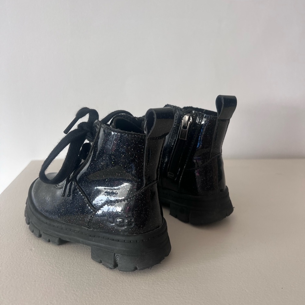 UGG Kids Black Glitter Combat Boots toddler size 8 - Picture 7 of 8